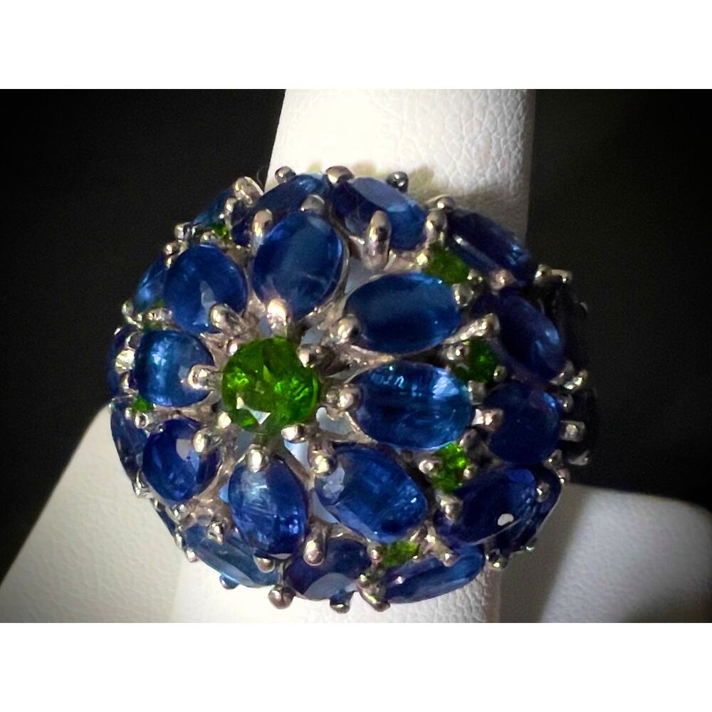 Massive Natural Kyanite Chrome Diopside Cluster Dome Ring - Picture 7 of 15